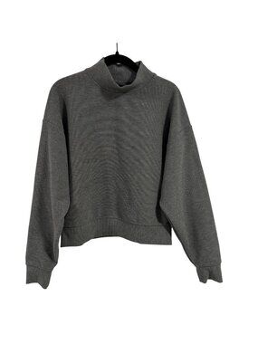 CALIA by Carrie Underwood Mock Neck Cropped Gray Ribbed Sweatshirt Size XS